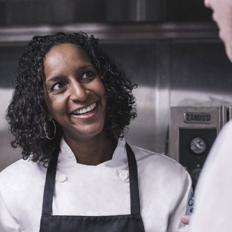 Happy Employee in Kitchen